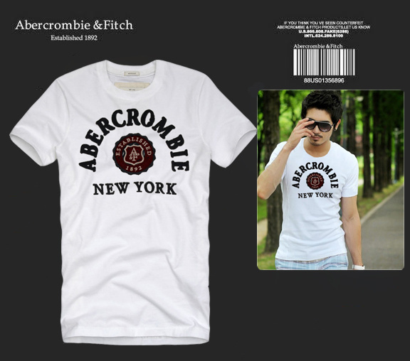 Abercrombie Fitch Hombres De Cuello Redondo Con Gente Fotos Corto Remera AF5606